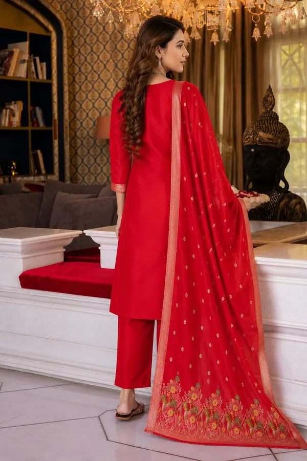 Women's_Art_Silk_Jacquard_Kurta_Set_with_Bottom_&_Dupatta_|_Elegant_Ethnic_Wear