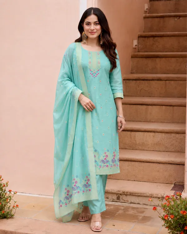 Women's_Art_Silk_Jacquard_Kurta_Set_with_Bottom_&_Dupatta_|_Elegant_Ethnic_Wear