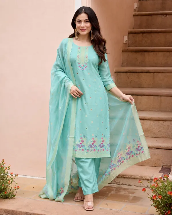 Women's_Art_Silk_Jacquard_Kurta_Set_with_Bottom_&_Dupatta_|_Elegant_Ethnic_Wear