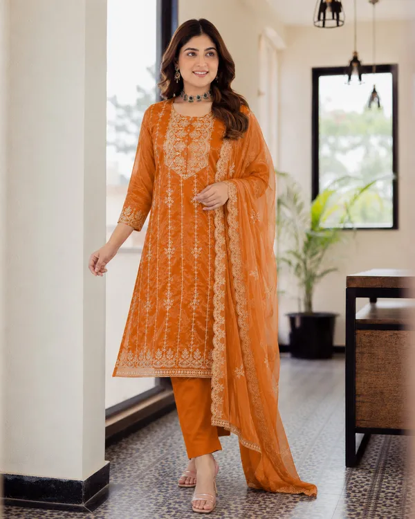 Women's_Art_Silk_Jacquard_Kurta_Set_with_Bottom_&_Dupatta_|_Elegant_Ethnic_Wear