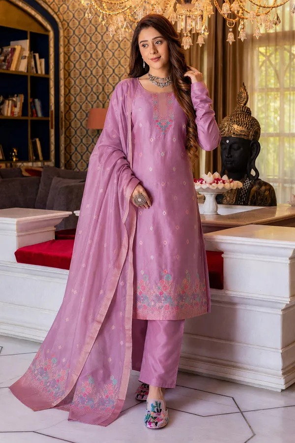 Women's_Art_Silk_Jacquard_Kurta_Set_with_Bottom_&_Dupatta_|_Elegant_Ethnic_Wear
