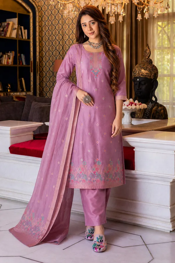 Women's_Art_Silk_Jacquard_Kurta_Set_with_Bottom_&_Dupatta_|_Elegant_Ethnic_Wear