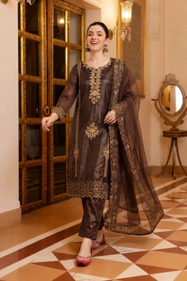 Women's_Art_Silk_Jacquard_Kurta_Set_with_Bottom_&_Dupatta_|_Elegant_Ethnic_Wear