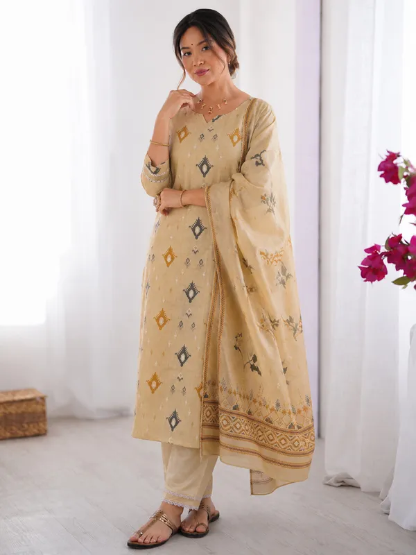 Women's_Cotton_Spun_Hand_Print_Kurta_Set_with_Bottom_&_Dupatta_|_Stitched_Ethnic_Wear