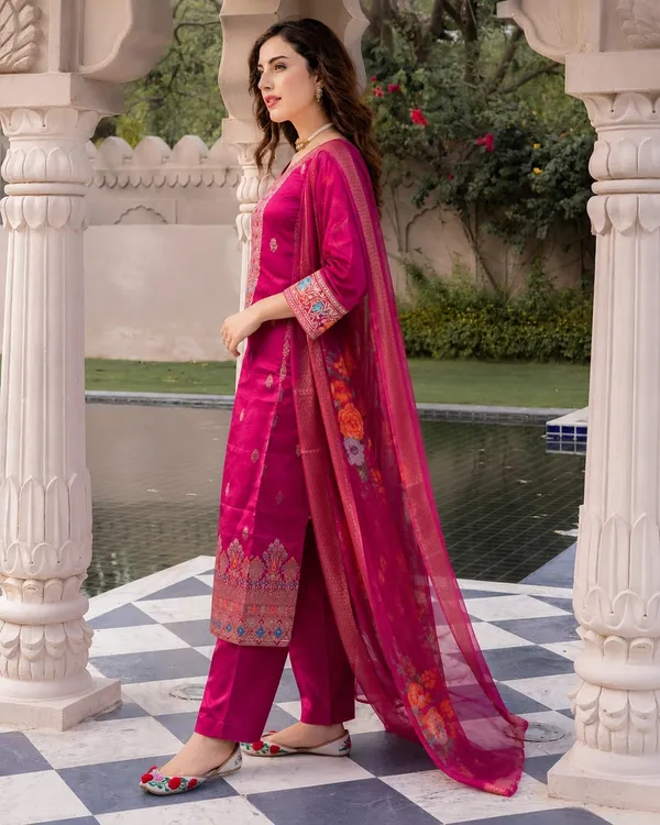 Women's_Cotton_Spun_Hand_Print_Kurta_Set_with_Bottom_&_Dupatta_|_Stitched_Ethnic_Wear