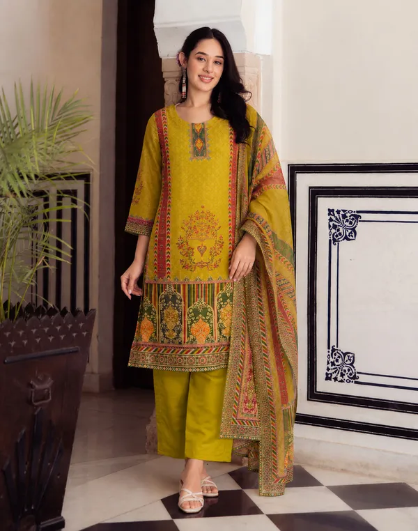 Women's_Cotton_Spun_Hand_Print_Kurta_Set_with_Bottom_&_Dupatta_|_Stitched_Ethnic_Wear