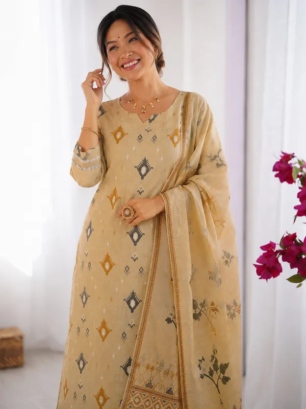 Women's_Cotton_Spun_Hand_Print_Kurta_Set_with_Bottom_&_Dupatta_|_Stitched_Ethnic_Wear