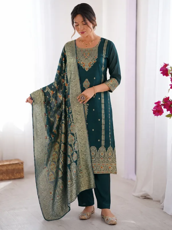 Women's_Cotton_Spun_Hand_Print_Kurta_Set_with_Bottom_&_Dupatta_|_Stitched_Ethnic_Wear