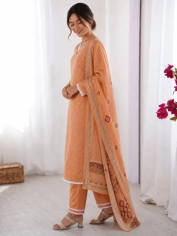 Women's_Cotton_Spun_Hand_Print_Kurta_Set_with_Bottom_&_Dupatta_|_Stitched_Ethnic_Wear