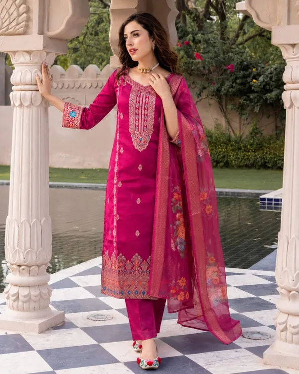 Women's_Cotton_Spun_Hand_Print_Kurta_Set_with_Bottom_&_Dupatta_|_Stitched_Ethnic_Wear
