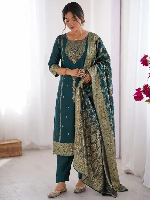 Women's_Cotton_Spun_Hand_Print_Kurta_Set_with_Bottom_&_Dupatta_|_Stitched_Ethnic_Wear