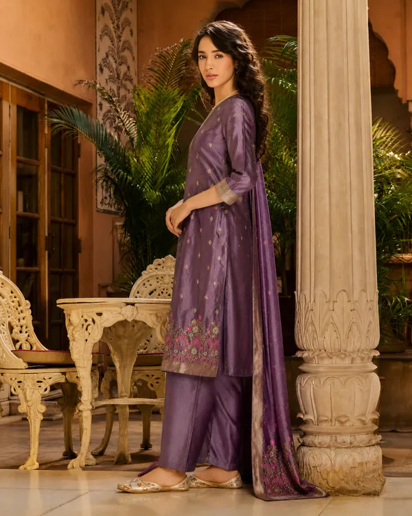 Women's_Cotton_Spun_Hand_Print_Kurta_Set_with_Bottom_&_Dupatta_|_Stitched_Ethnic_Wear