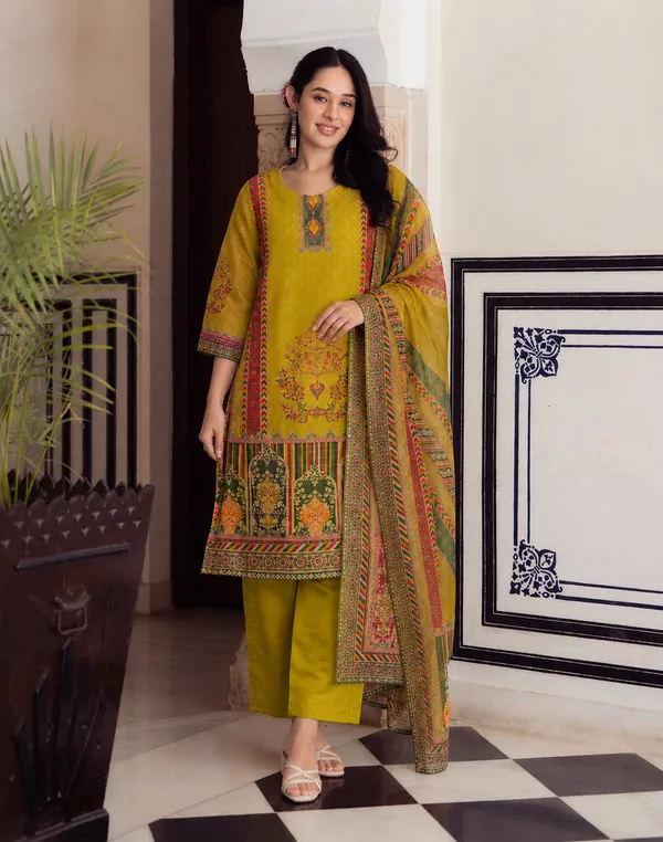 Women's_Cotton_Spun_Hand_Print_Kurta_Set_with_Bottom_&_Dupatta_|_Stitched_Ethnic_Wear