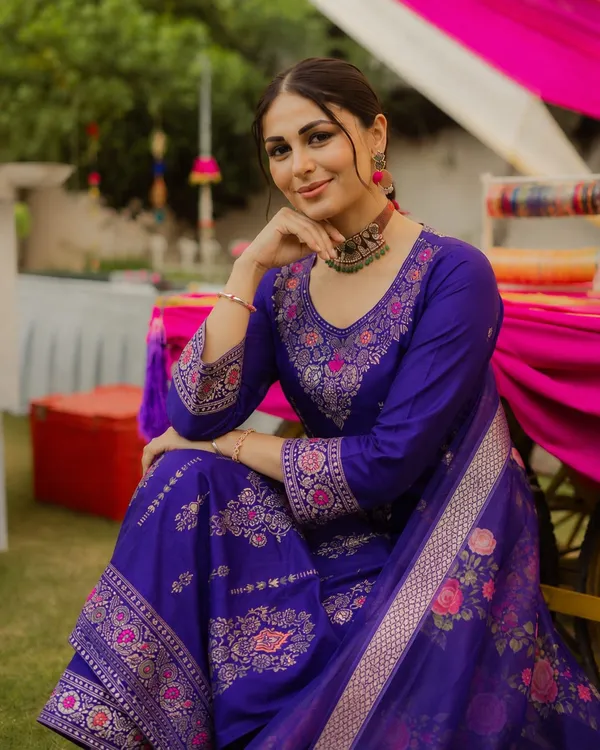 Women's_Cotton_Spun_Hand_Print_Kurta_Set_with_Bottom_&_Dupatta_|_Stitched_Ethnic_Wear