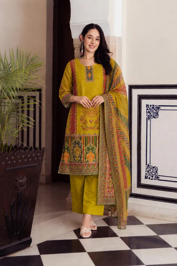 Women's_Cotton_Spun_Hand_Print_Kurta_Set_with_Bottom_&_Dupatta_|_Stitched_Ethnic_Wear