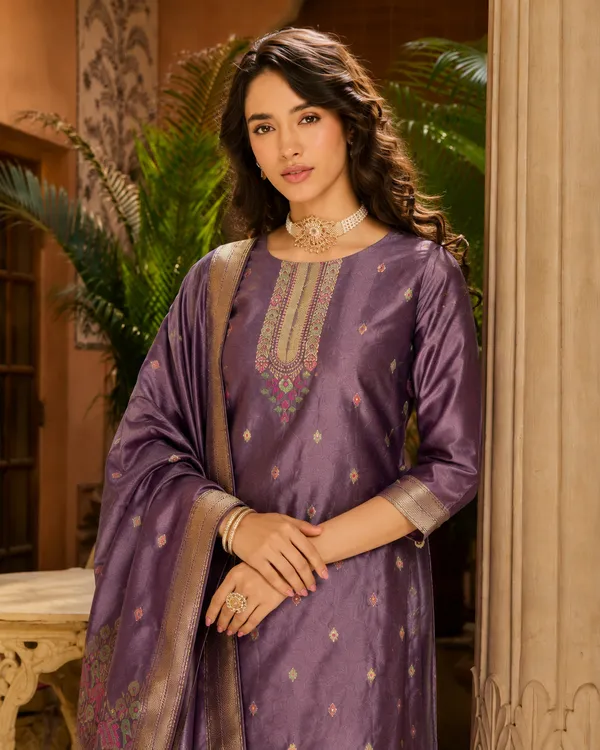Women's_Cotton_Spun_Hand_Print_Kurta_Set_with_Bottom_&_Dupatta_|_Stitched_Ethnic_Wear