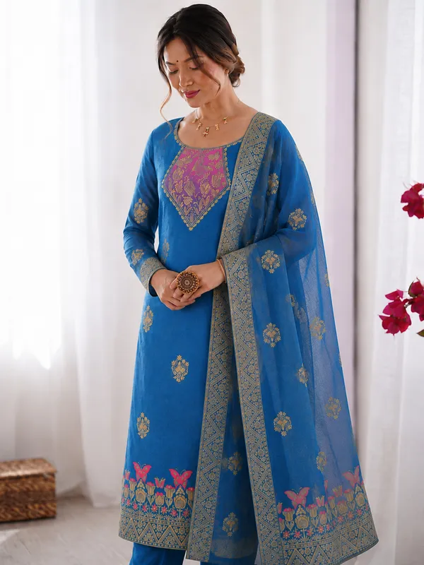 Women's_Cotton_Spun_Hand_Print_Kurta_Set_with_Bottom_&_Dupatta_|_Stitched_Ethnic_Wear