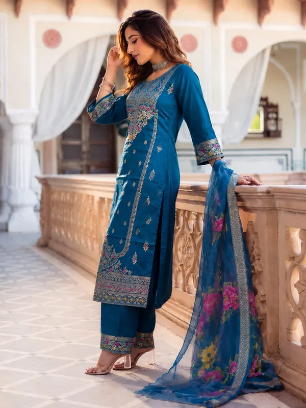 Women's_Cotton_Spun_Hand_Print_Kurta_Set_with_Bottom_&_Dupatta_|_Stitched_Ethnic_Wear