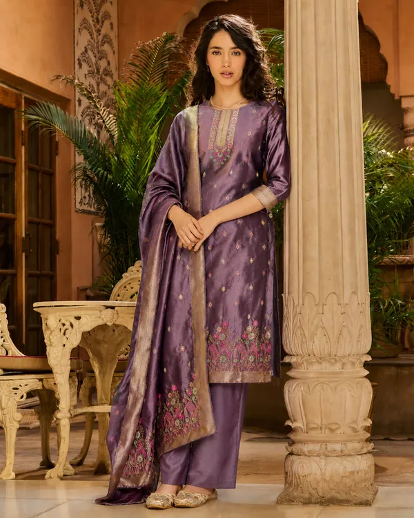 Women's_Cotton_Spun_Hand_Print_Kurta_Set_with_Bottom_&_Dupatta_|_Stitched_Ethnic_Wear