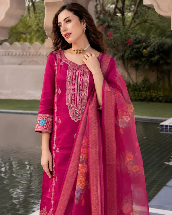 Women's_Cotton_Spun_Hand_Print_Kurta_Set_with_Bottom_&_Dupatta_|_Stitched_Ethnic_Wear