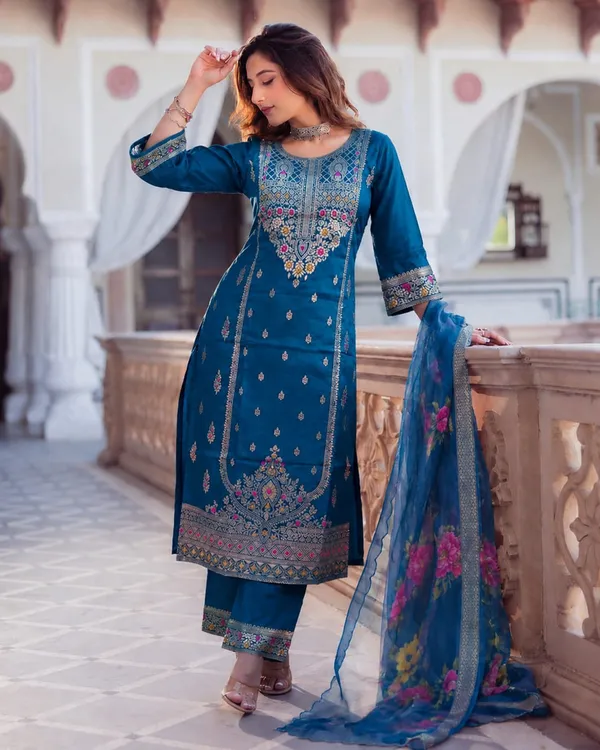 Women's_Cotton_Spun_Hand_Print_Kurta_Set_with_Bottom_&_Dupatta_|_Stitched_Ethnic_Wear