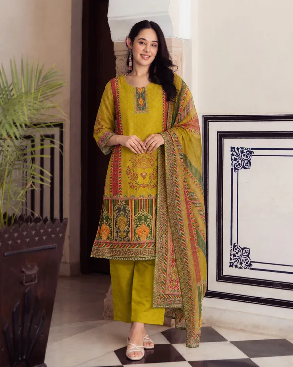 Women's_Cotton_Spun_Hand_Print_Kurta_Set_with_Bottom_&_Dupatta_|_Stitched_Ethnic_Wear