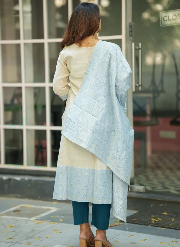 Women's_Jamdani_Cotton_Jacquard_Kurta_Set_with_Bottom_&_Dupatta_|_Elegant_Ethnic_Wear