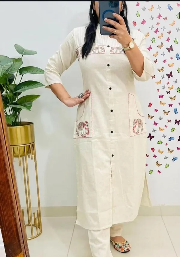 Women’s_Khadi_Cotton_Embroidered_Kurti_Pant_Set_|_Sleeveless_Office_Wear_Kurti_with_Bottom_|_Premium_Quality_Ready_to_Wear