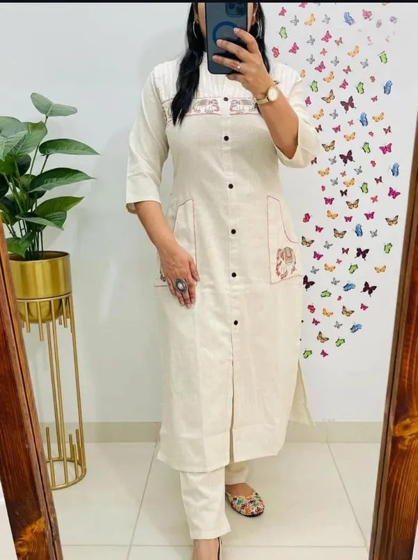 Women’s_Khadi_Cotton_Embroidered_Kurti_Pant_Set_|_Sleeveless_Office_Wear_Kurti_with_Bottom_|_Premium_Quality_Ready_to_Wear