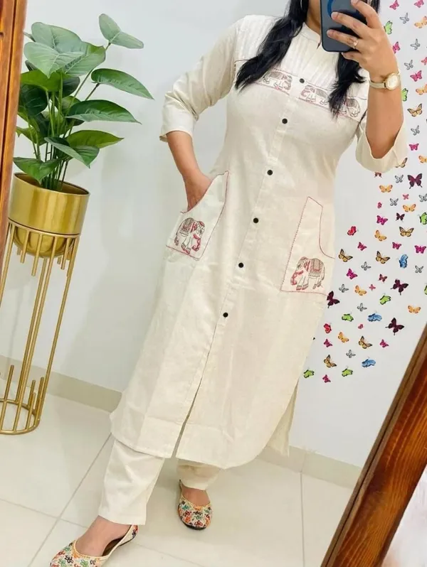 Women’s_Khadi_Cotton_Embroidered_Kurti_Pant_Set_|_Sleeveless_Office_Wear_Kurti_with_Bottom_|_Premium_Quality_Ready_to_Wear