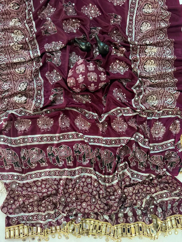 Women's_Wine_Ajrakh_Printed_Saree_with_Tiki_Embroidery_Work