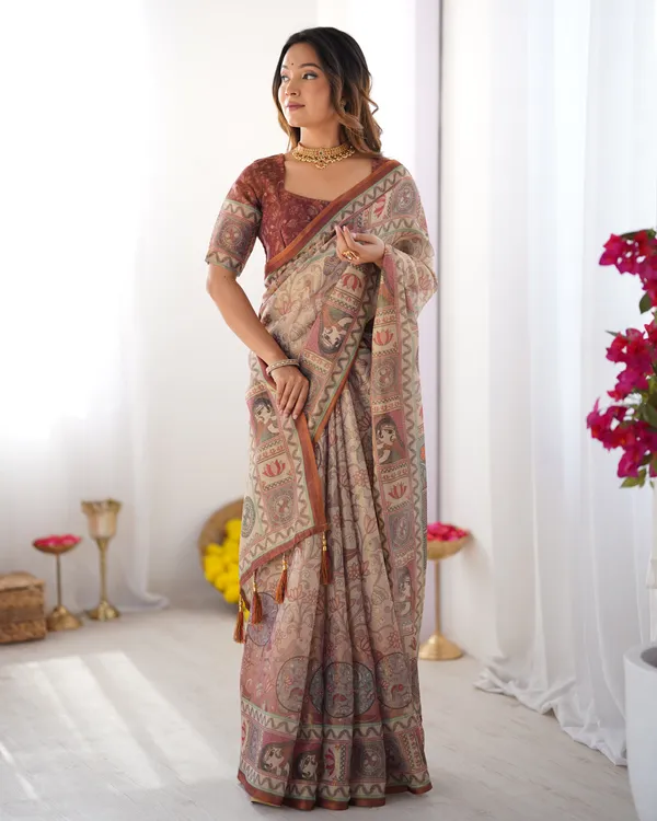 Classic_Handloom_Cotton_Saree_Featuring_Buti_and_Floral_Panel_Design_With_Unstitched_Blouse