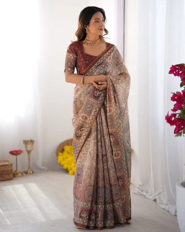 Classic_Handloom_Cotton_Saree_Featuring_Buti_and_Floral_Panel_Design_With_Unstitched_Blouse