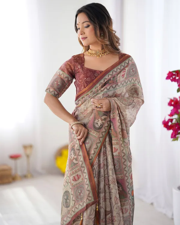 Classic_Handloom_Cotton_Saree_Featuring_Buti_and_Floral_Panel_Design_With_Unstitched_Blouse