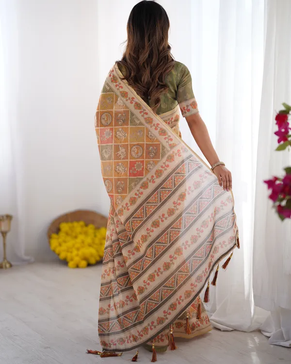 Classic_Handloom_Cotton_Saree_Featuring_Buti_and_Floral_Panel_Design_With_Unstitched_Blouse