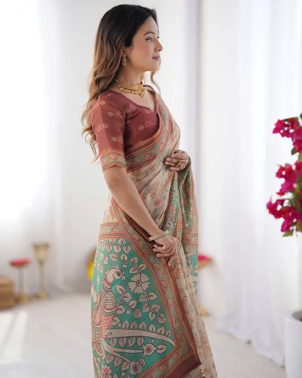 Classic_Handloom_Cotton_Saree_Featuring_Buti_and_Floral_Panel_Design_With_Unstitched_Blouse
