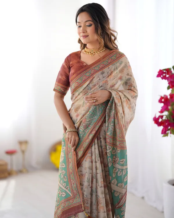 Classic_Handloom_Cotton_Saree_Featuring_Buti_and_Floral_Panel_Design_With_Unstitched_Blouse