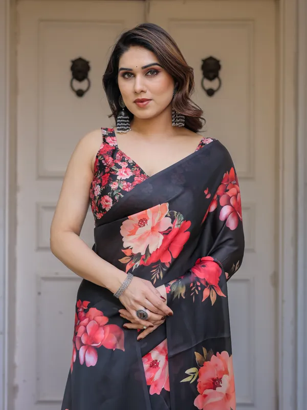 Black_Floral_Print_Satin_Georgette_Saree_with_Red_Flower_Design_|_Elegant_Designer_Party_Wear_Saree