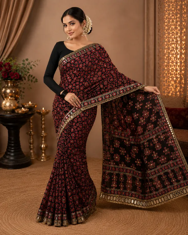 Women's_Black_Ajrakh_Printed_Saree_with_Tiki_Embroidery_Work