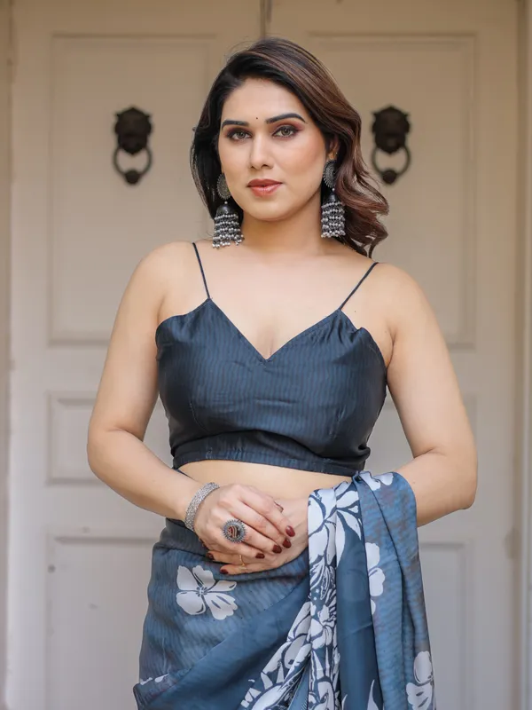 Steel_Blue_Satin_Georgette_Floral_Printed_Saree_with_Designer_Blouse_for_Women_|_Elegant_Party_Wear_Saree