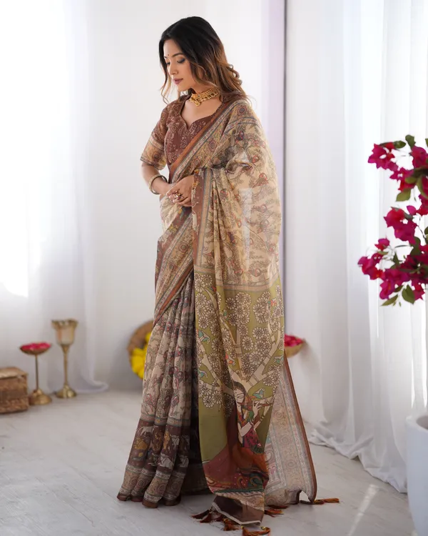 Classic_Handloom_Cotton_Saree_Featuring_Buti_and_Floral_Panel_Design_With_Unstitched_Blouse