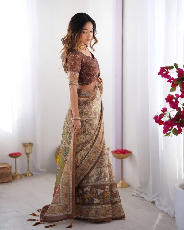 Classic_Handloom_Cotton_Saree_Featuring_Buti_and_Floral_Panel_Design_With_Unstitched_Blouse