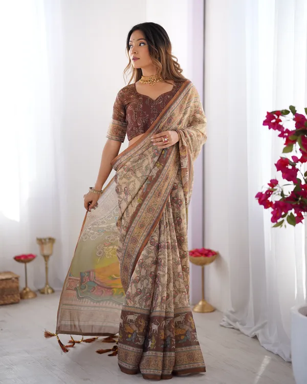 Classic_Handloom_Cotton_Saree_Featuring_Buti_and_Floral_Panel_Design_With_Unstitched_Blouse