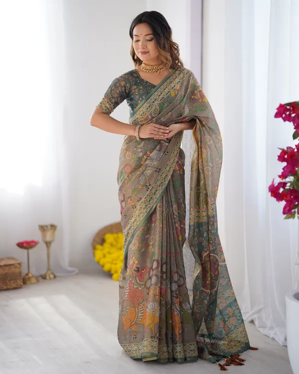 Classic_Handloom_Cotton_Saree_Featuring_Buti_and_Floral_Panel_Design_With_Unstitched_Blouse