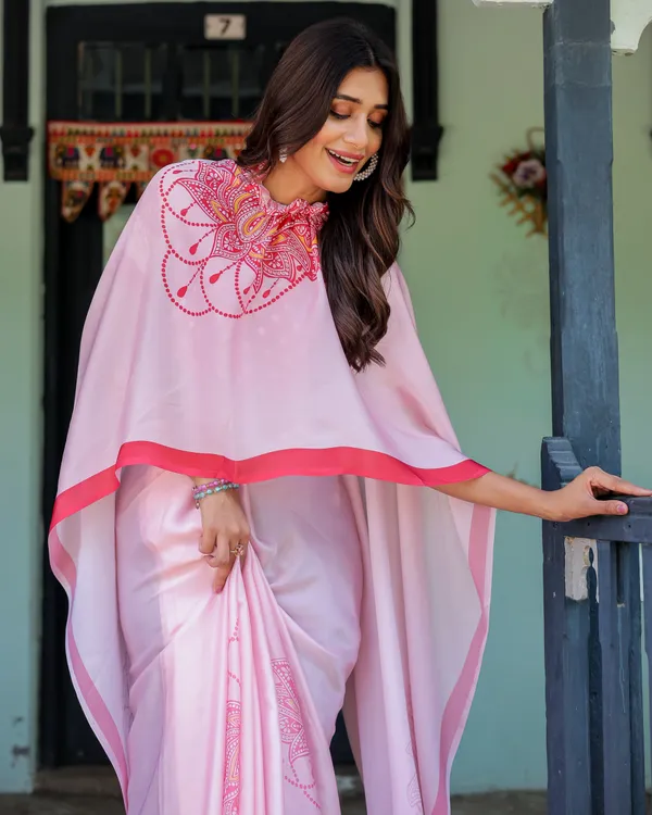 Baby_Pink_Designer_Saree_with_Mandala_Pallu_&_Polka_Dot__Satin_Georgette_Handsfree_Pallu_Feature_With_Unstitched_Blouse