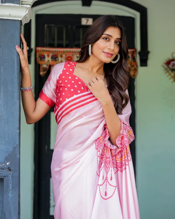 Baby_Pink_Designer_Saree_with_Mandala_Pallu_&_Polka_Dot__Satin_Georgette_Handsfree_Pallu_Feature_With_Unstitched_Blouse
