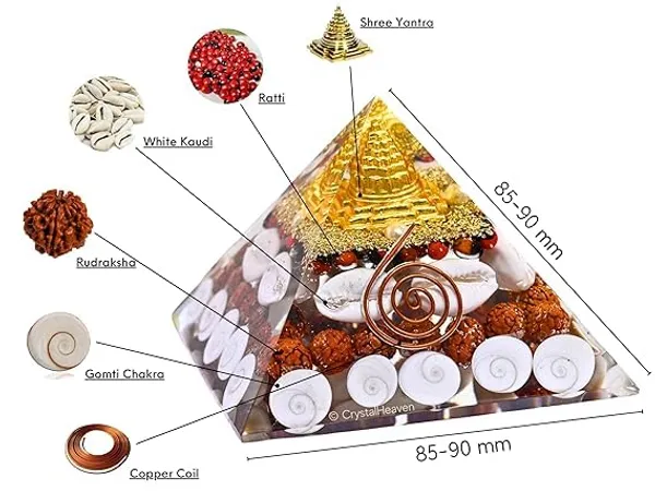 Multicolor_Laxmi_Pyramid_Original_Certified_Gomati_Chakra,_Rudraksha,_Cowrie_Kodi_Mahalaxmi_Pyramid_-_90Mm_Large_Orgone_Pyramid_With_Shree_Yantra_-_Pooja_Vastu_Items_For_Home_For_Good_Luck,_Money_&_Wealth