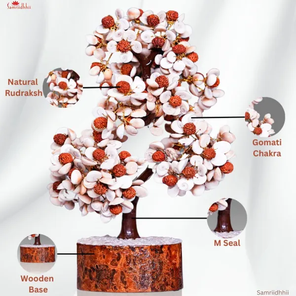 White_&_Brown_Rudraksha_Gomti_Chakra_Tree_Beads_For_Positive_Energy,_Good_Health_&_Wealth,_Good_Luck_&_Prosperity_Tree_For_Home_Decor,_Office_Table,_Living_Room,_Best_For_Gifts_(501_Beads)