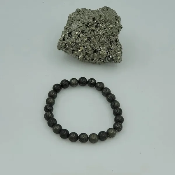 Black_Natural_Pyrite_Crystal_Tumble_Beads_Stretchable_Bracelet
