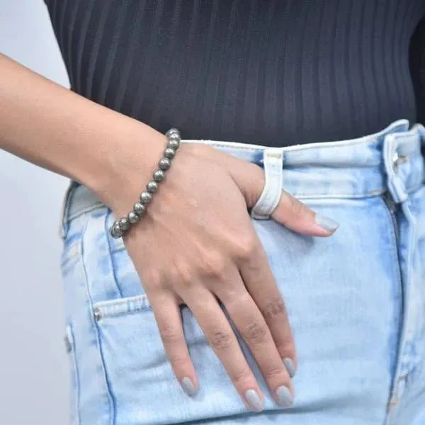 Black_Natural_Pyrite_Crystal_Tumble_Beads_Stretchable_Bracelet